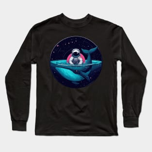 Astronaut swimming with whale friend Long Sleeve T-Shirt